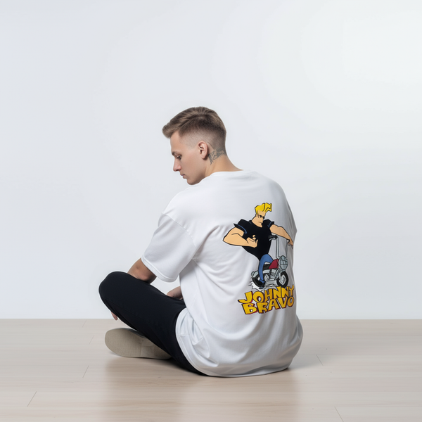 Johnny Bravo Oversized T-Shirt – White