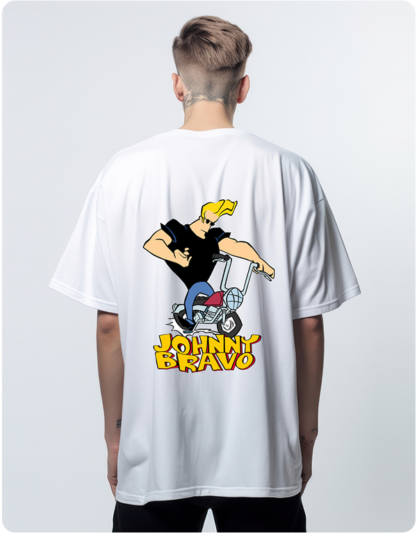 Johnny Bravo Oversized T-Shirt – White