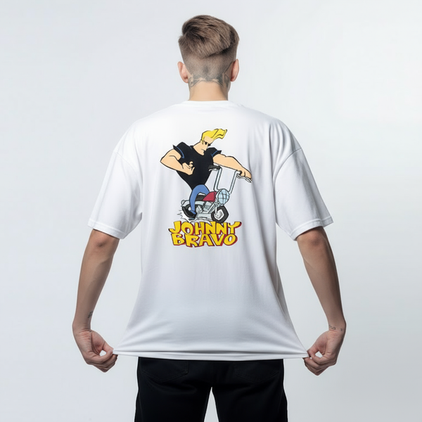 Johnny Bravo Oversized T-Shirt – White