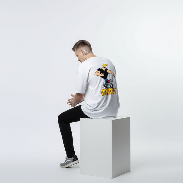 Johnny Bravo Oversized T-Shirt – White